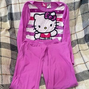 Hello Kitty Pink and White Girls' Long Sleeve Pajama Set